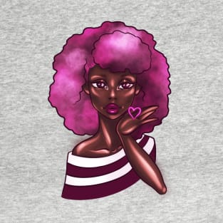 Black Girl Purple Afro Kiss T-Shirt